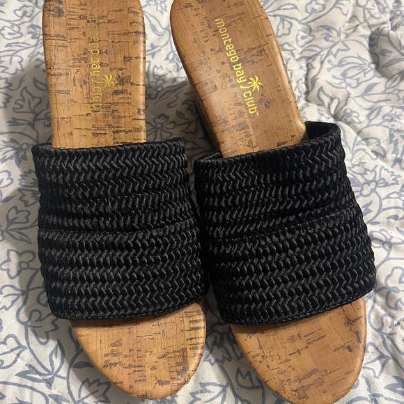 Montego Bay Club Shoes - Black Woven Women's Sandals